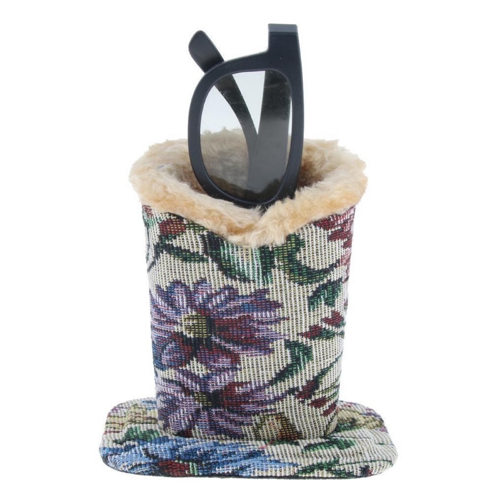 Floral Tapestry Faux Fur Lined Women's Glasses Holder Accessory - Picture 5 of 9